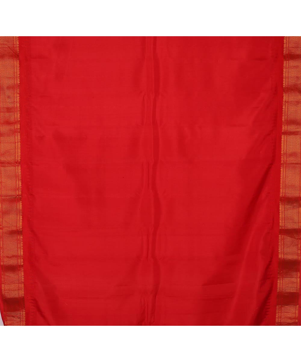 Yellow red gadwal silk handwoven saree