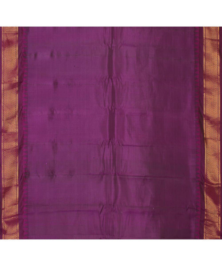 Yellow purple gadwal handwoven silk saree