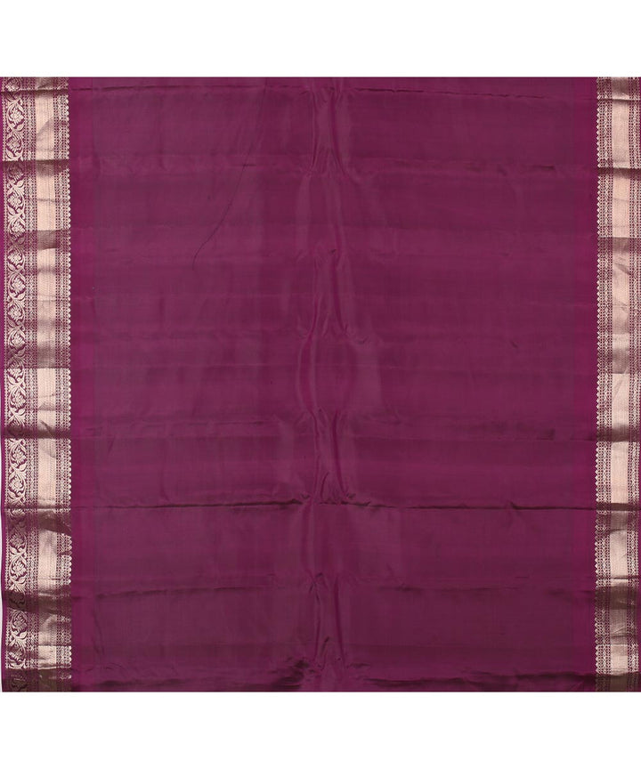 White dark purple handwoven gadwal silk saree