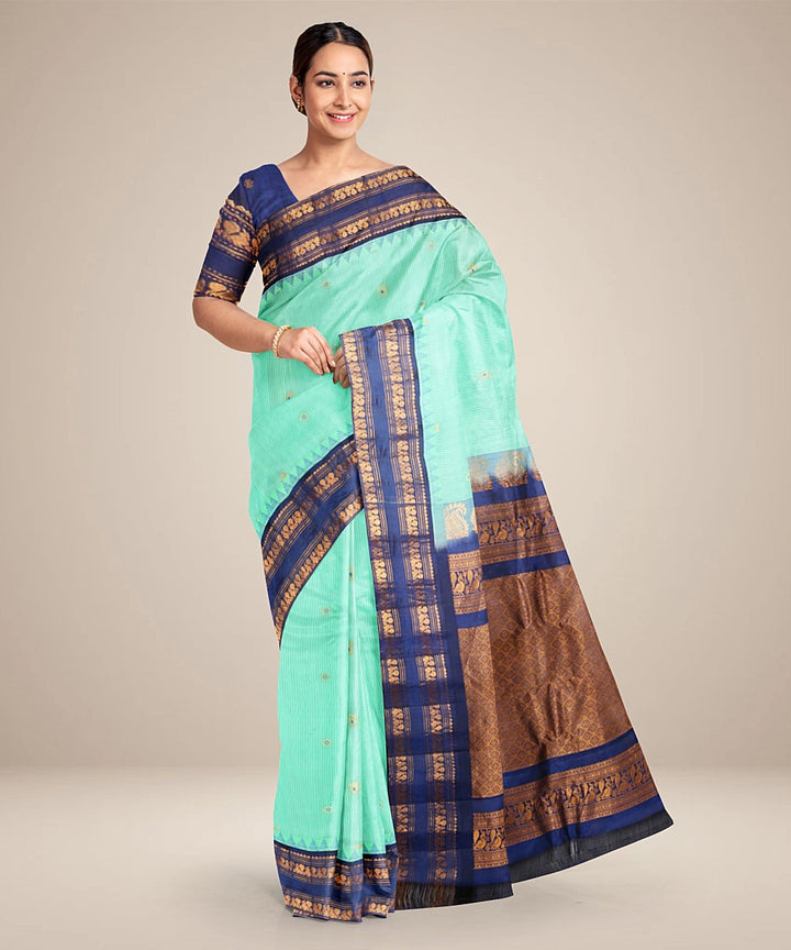 Celeste blue handwoven gadwal silk saree