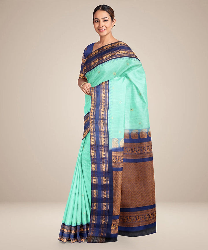 Celeste blue handwoven gadwal silk saree