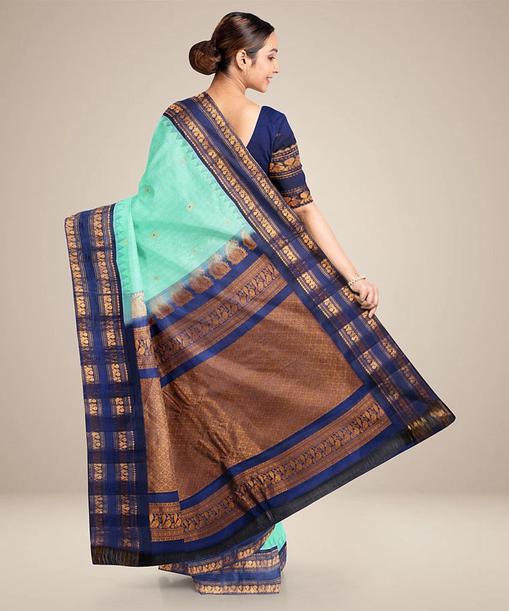 Celeste blue handwoven gadwal silk saree