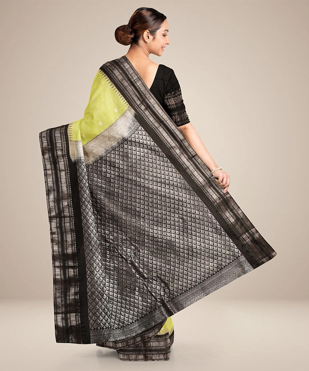 Light green black handwoven gadwal silk saree