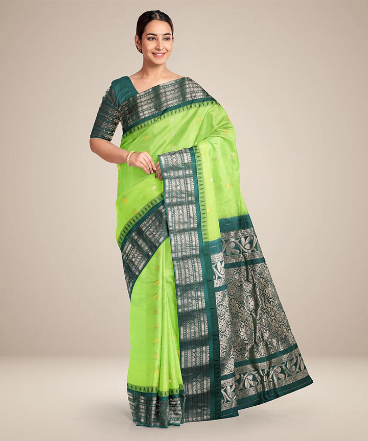 Green gadwal handwoven silk saree