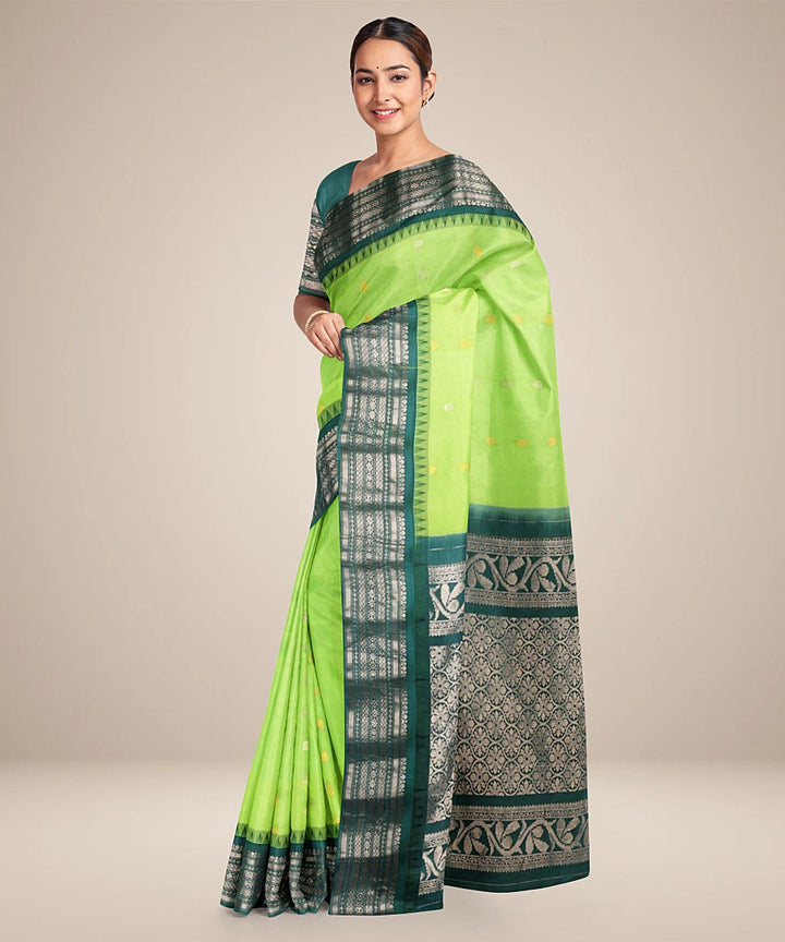 Green gadwal handwoven silk saree