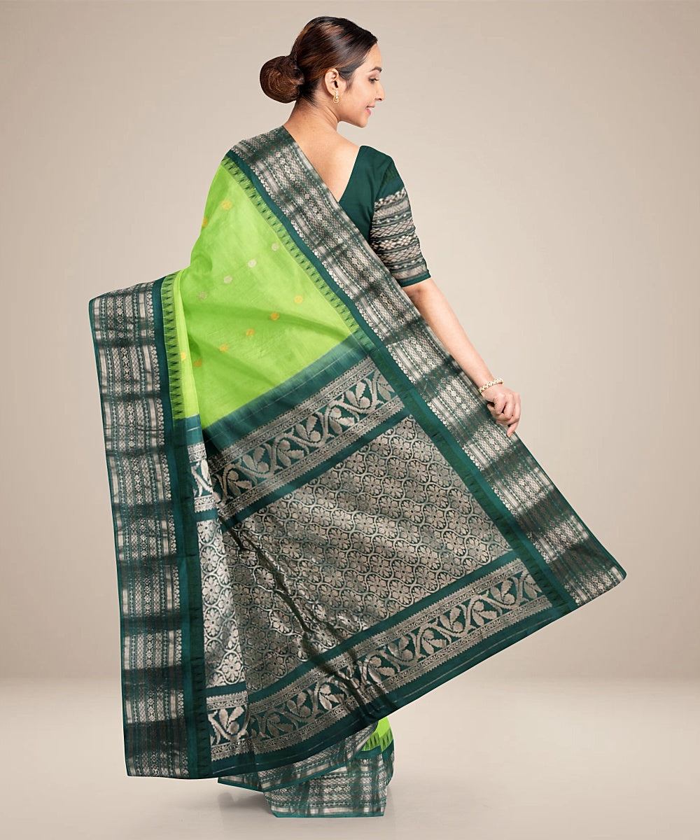 Green gadwal handwoven silk saree