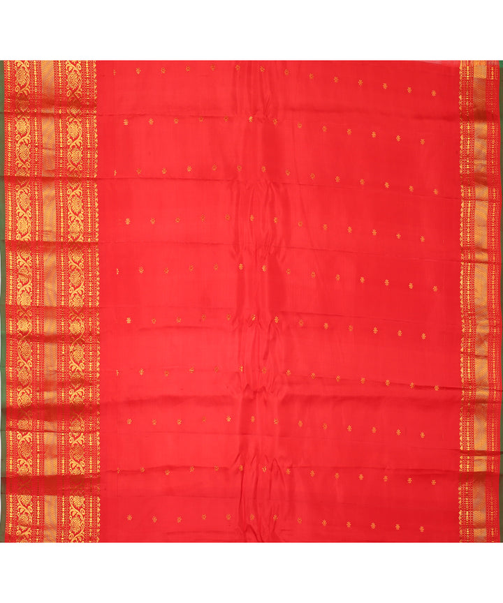 Light yellow red handwoven gadwal silk saree