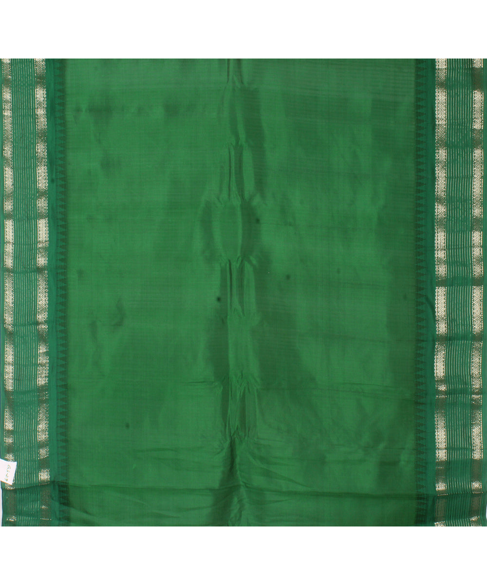 Pink green handwoven gadwal silk saree