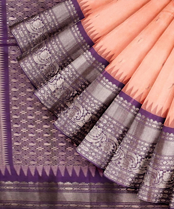 Pink blue handwoven gadwal silk saree