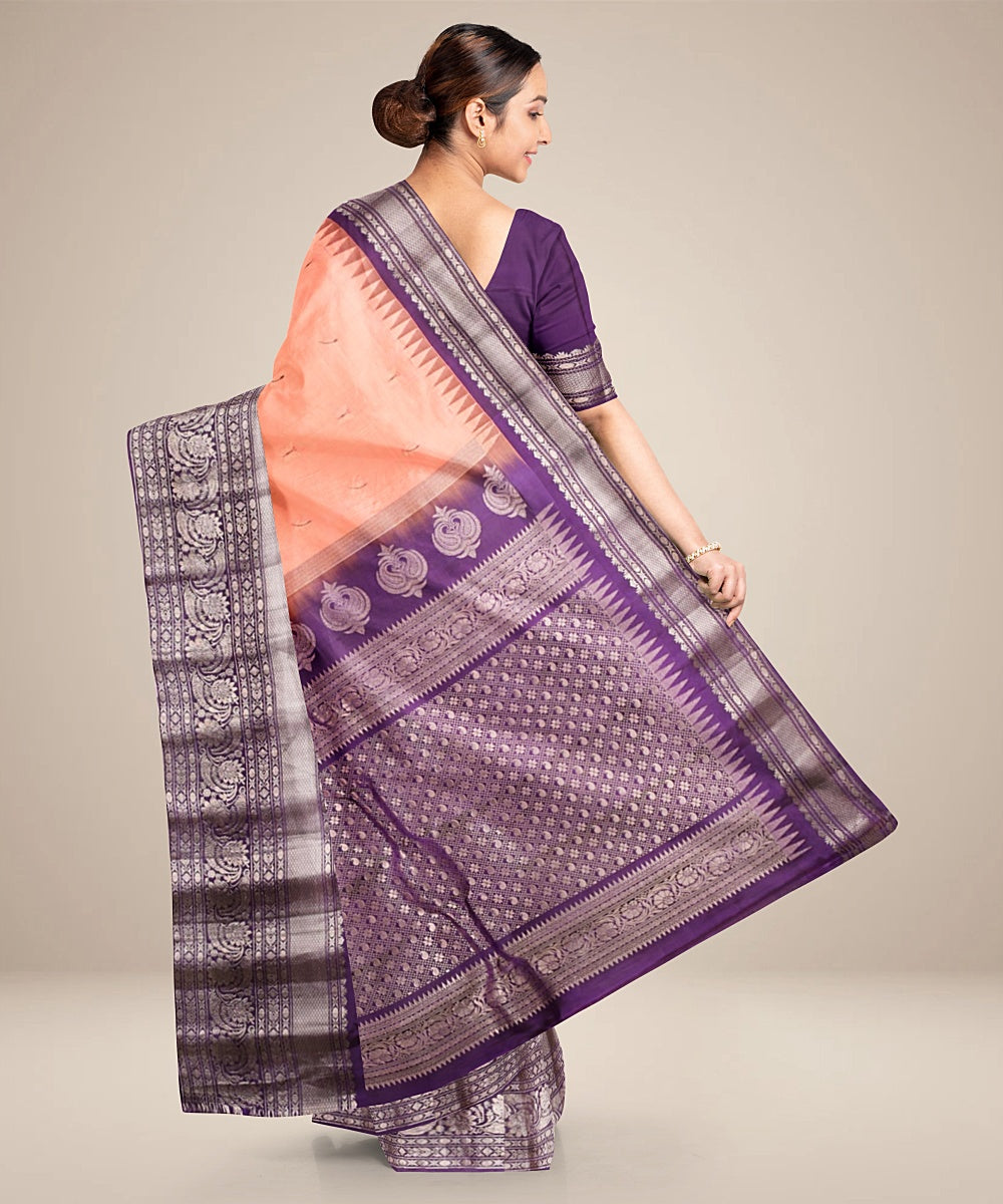 Pink blue handwoven gadwal silk saree