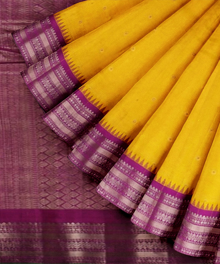 Green purple handwoven gadwal silk saree