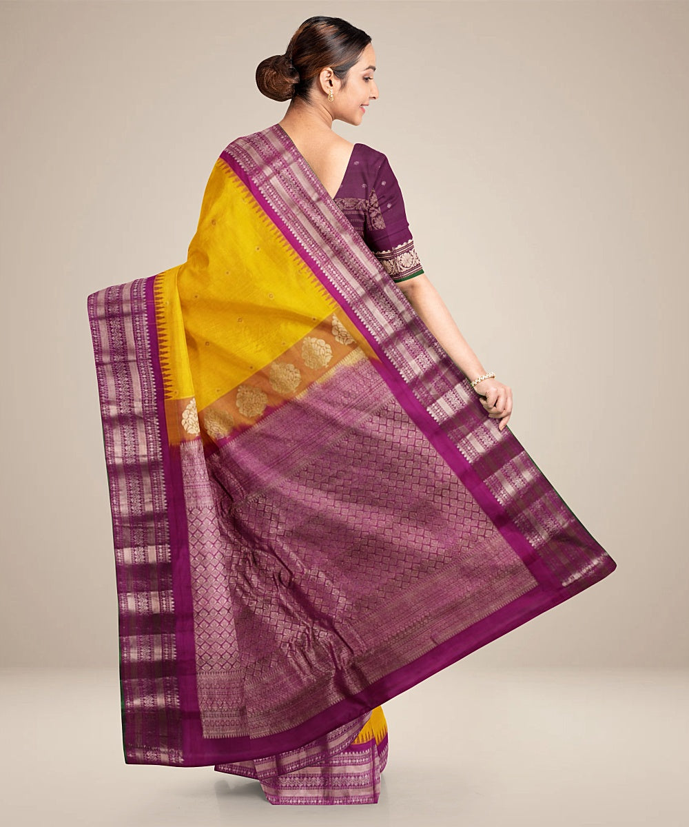 Green purple handwoven gadwal silk saree