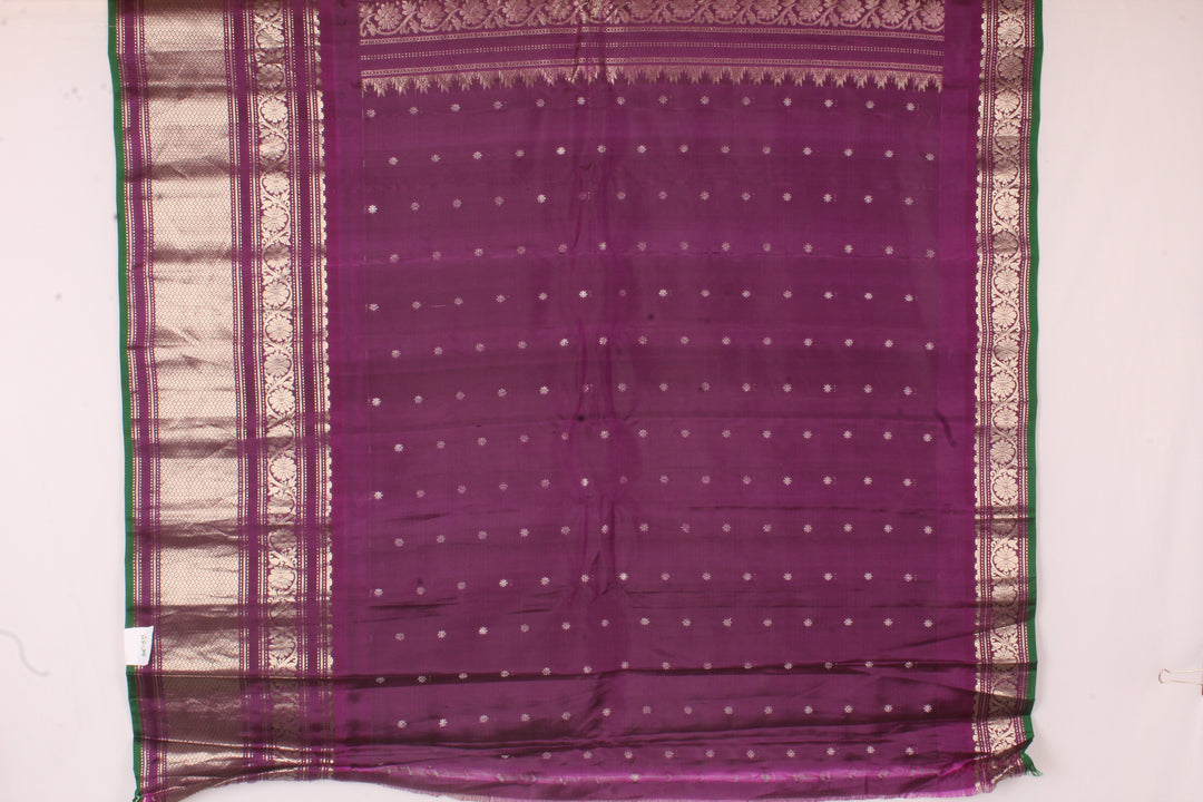 Green purple handwoven gadwal silk saree