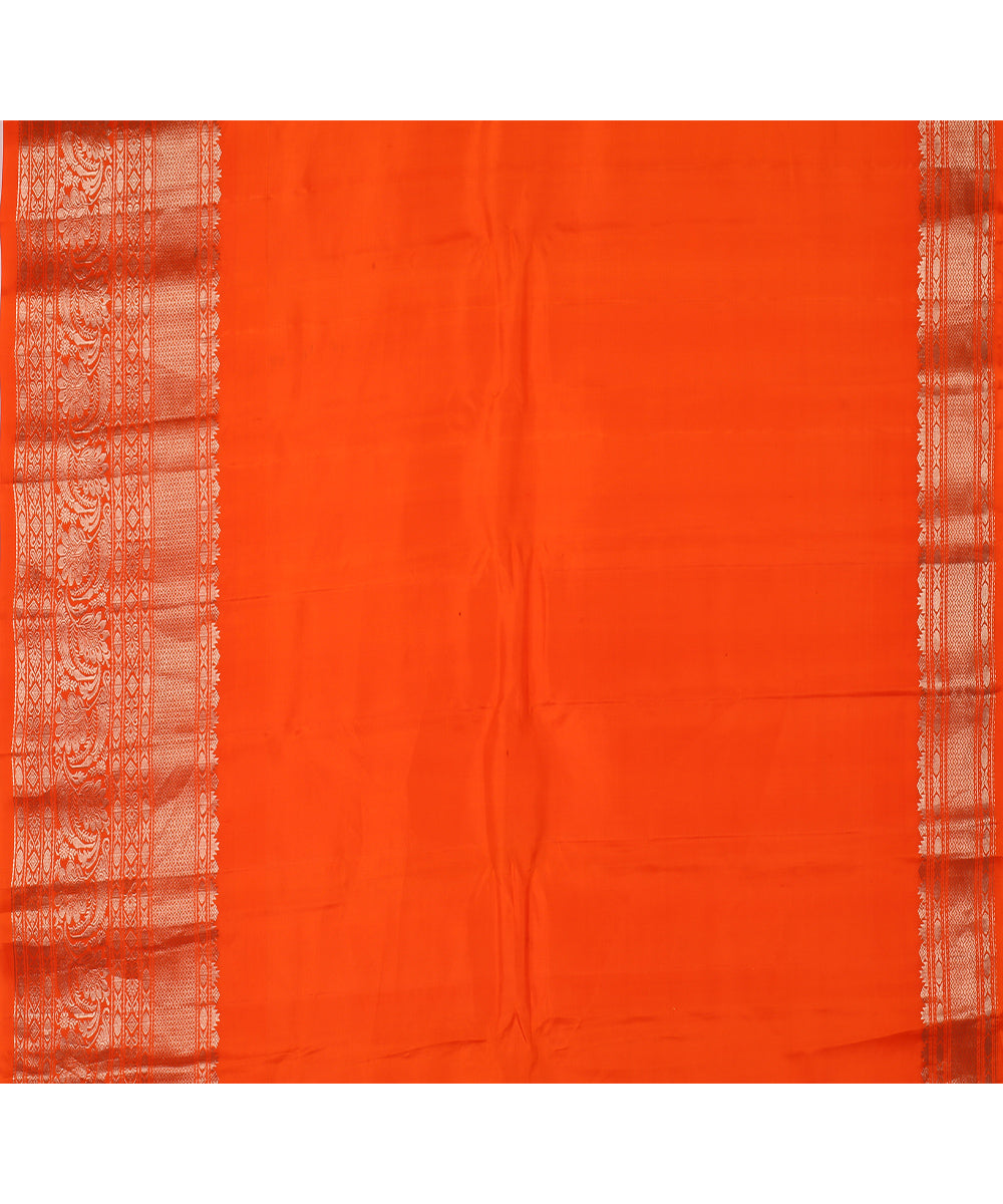 Black orange handwoven gadwal silk saree