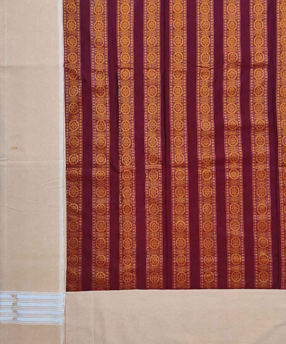 3pc Brown cream handwoven cotton sambalpuri dress material