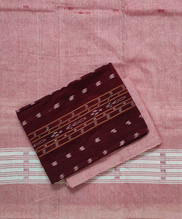 3pc Maroon pink handwoven cotton sambalpuri dress material