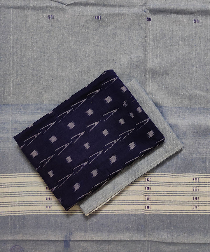 3pc Navy blue handwoven cotton sambalpuri dress material