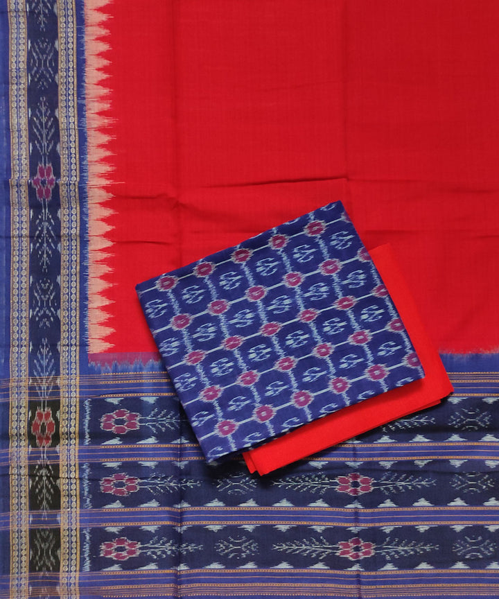 3pc Blue red handwoven cotton sambalpuri dress material