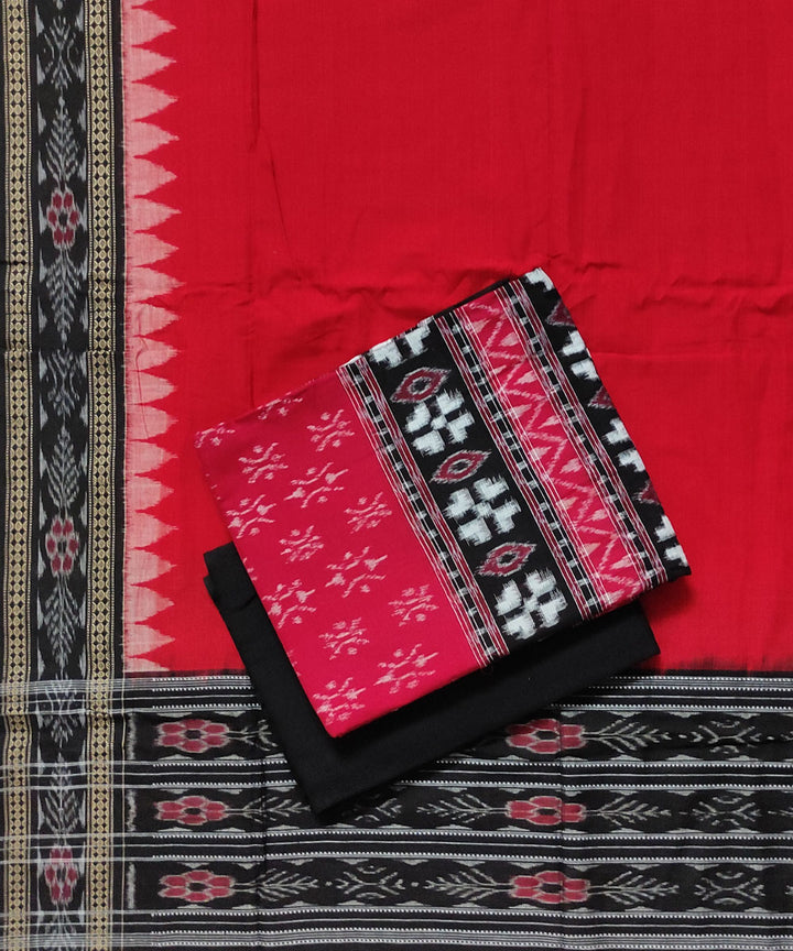 Red black handloom cotton sambalpuri dress material