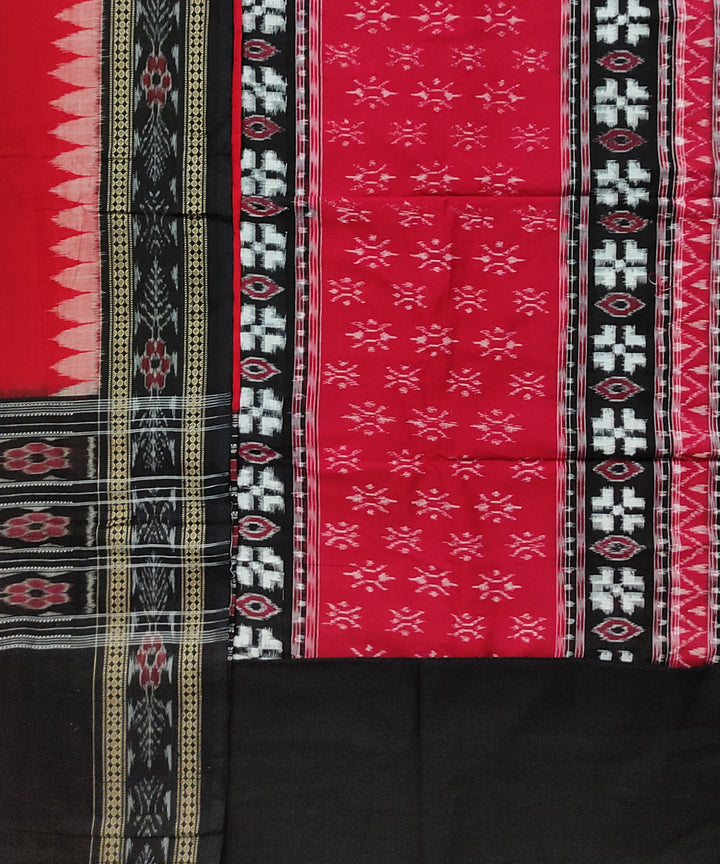 Red black handloom cotton sambalpuri dress material