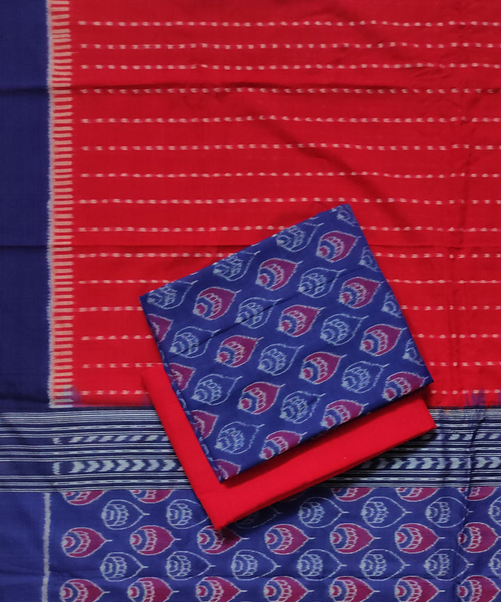 Navy blue red handloom sambalpuri cotton dress material