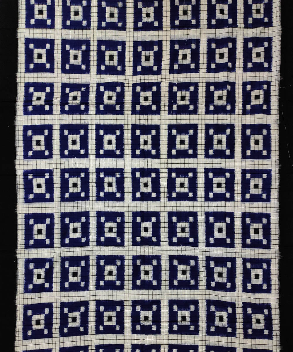 Offwhite blue black handloom cotton sambalpuri dress material