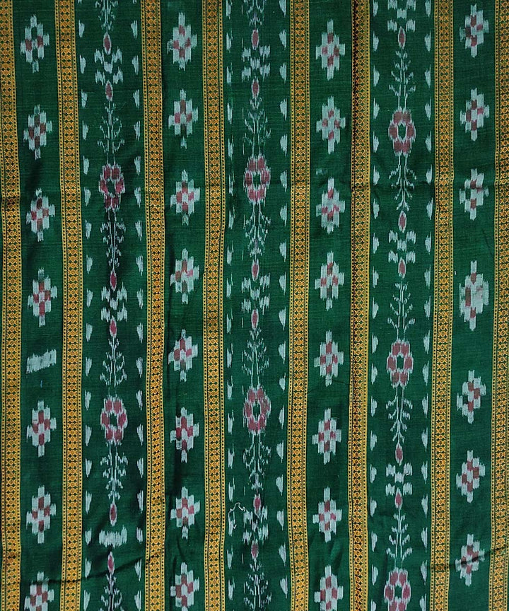 Peach green stitched border handloom cotton sambalpuri dress material