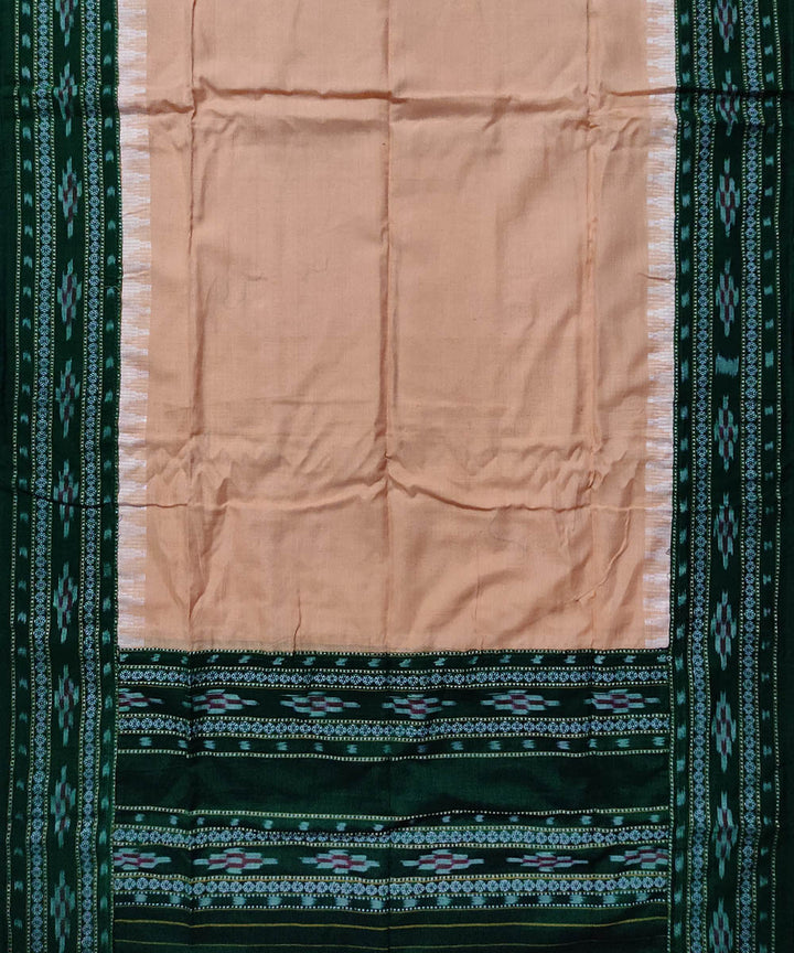 Peach green stitched border handloom cotton sambalpuri dress material