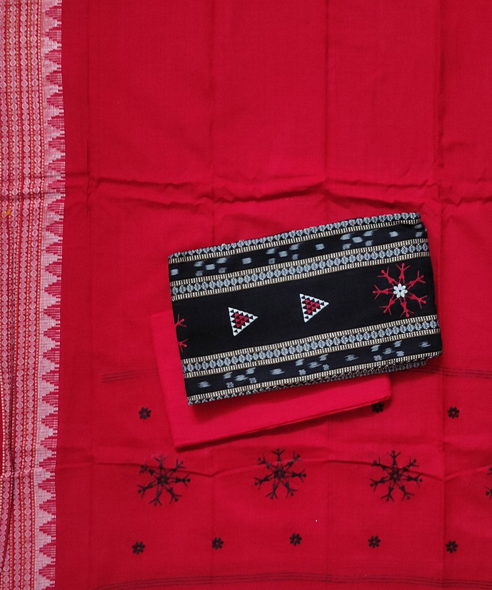 Black red handloom cotton bomkai dress material