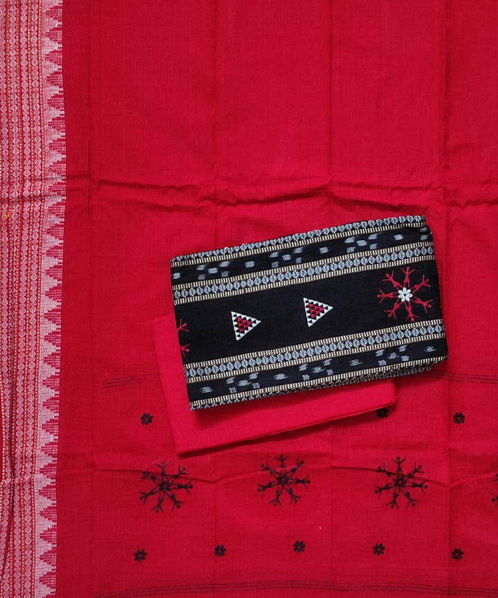 Black red handloom cotton bomkai dress material