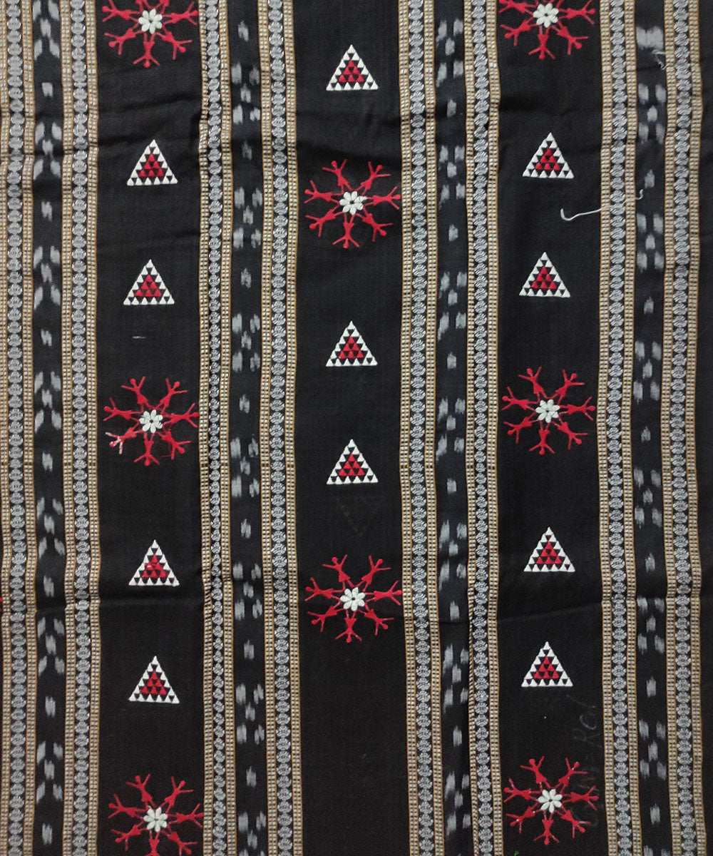 Black red handloom cotton bomkai dress material