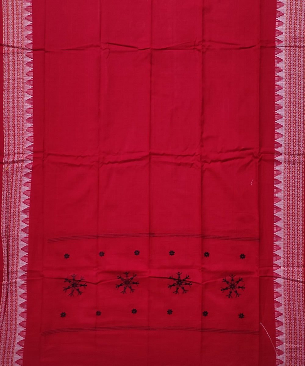 Black red handloom cotton bomkai dress material