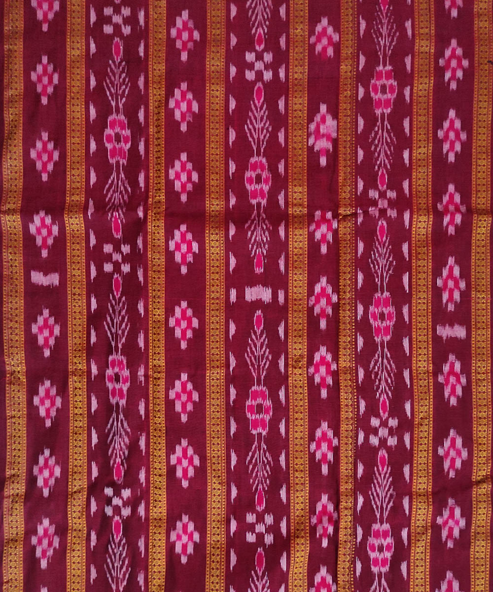 Brown peach handloom stitched border cotton sambalpuri dress material