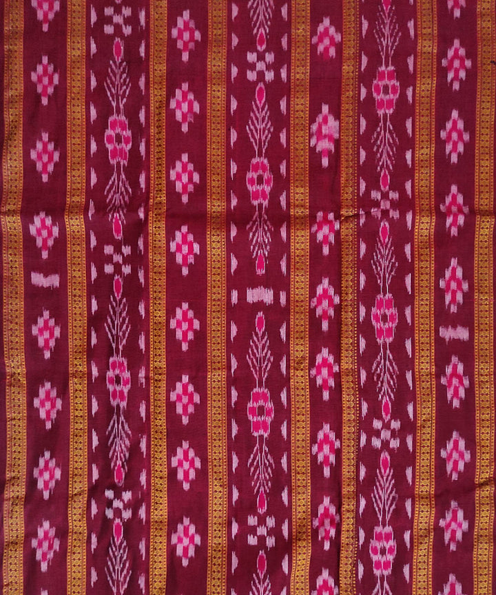 Brown peach handloom stitched border cotton sambalpuri dress material