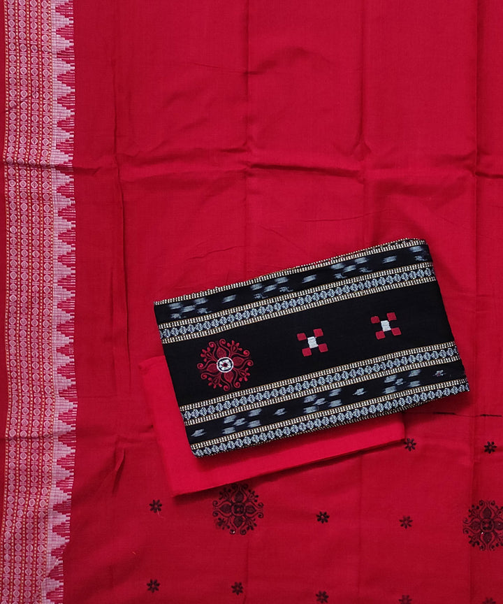 Black red handloom bomkai cotton dress material