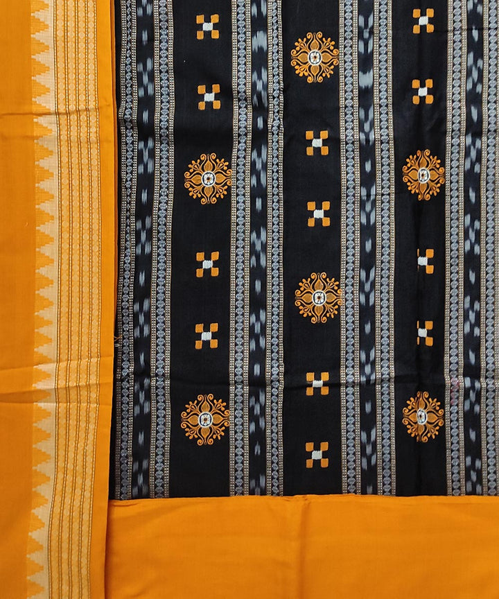 Black yellow handloom cotton bomaki dress material