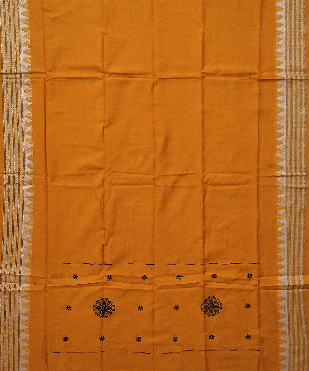 Black yellow handloom cotton bomaki dress material