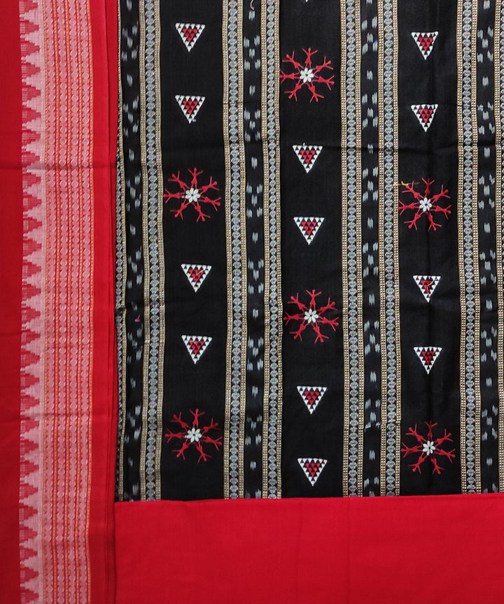 Black red handloom cotton bomaki dress material