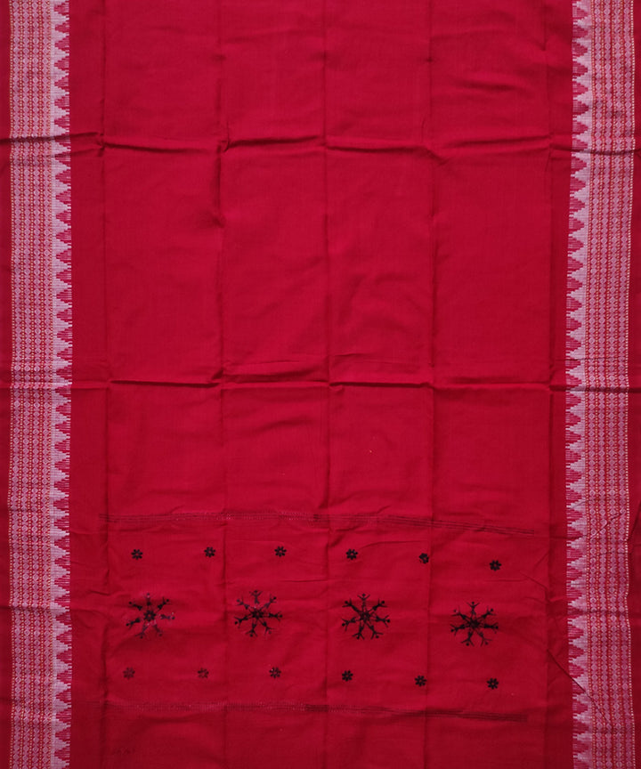 Black red handloom cotton bomaki dress material