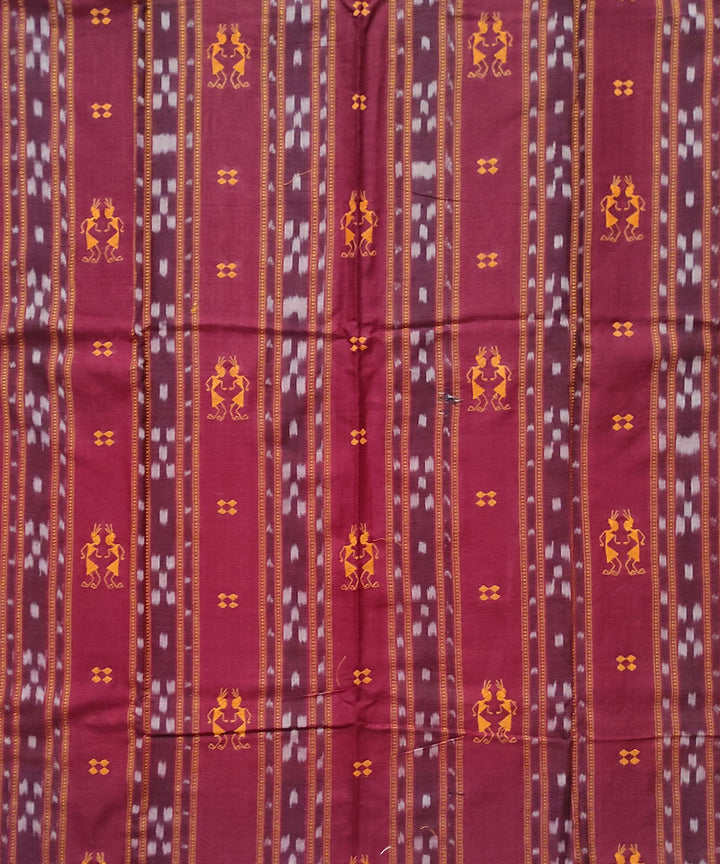 Maroon yellow handwoven bomaki cotton dress material