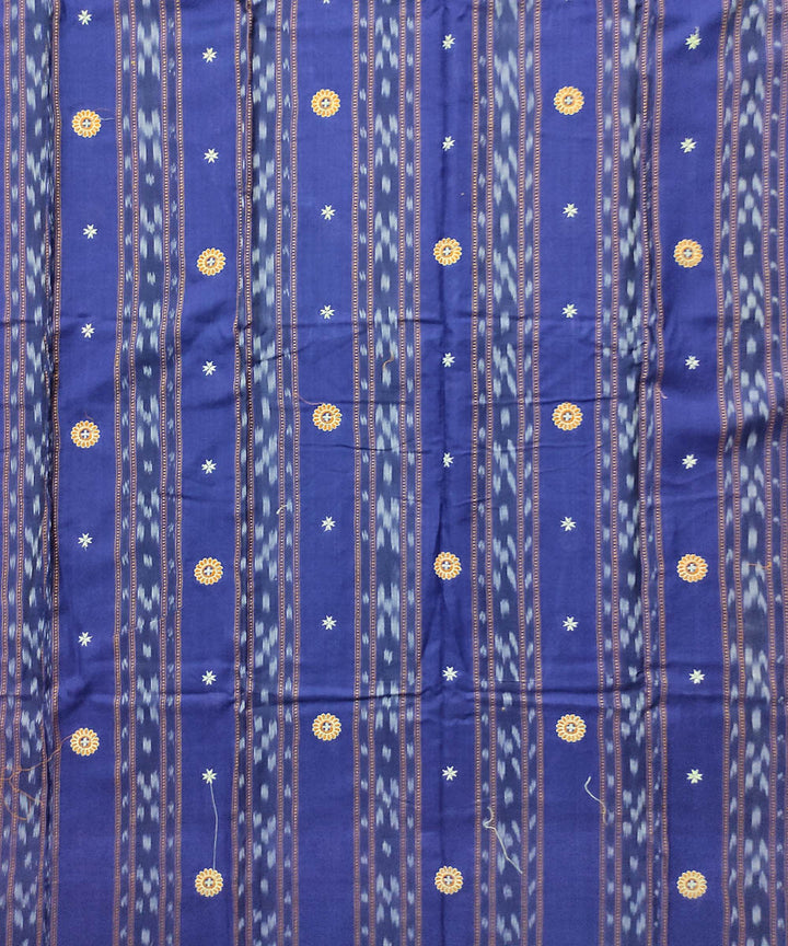 Navy blue yellow handwoven bomaki cotton dress material