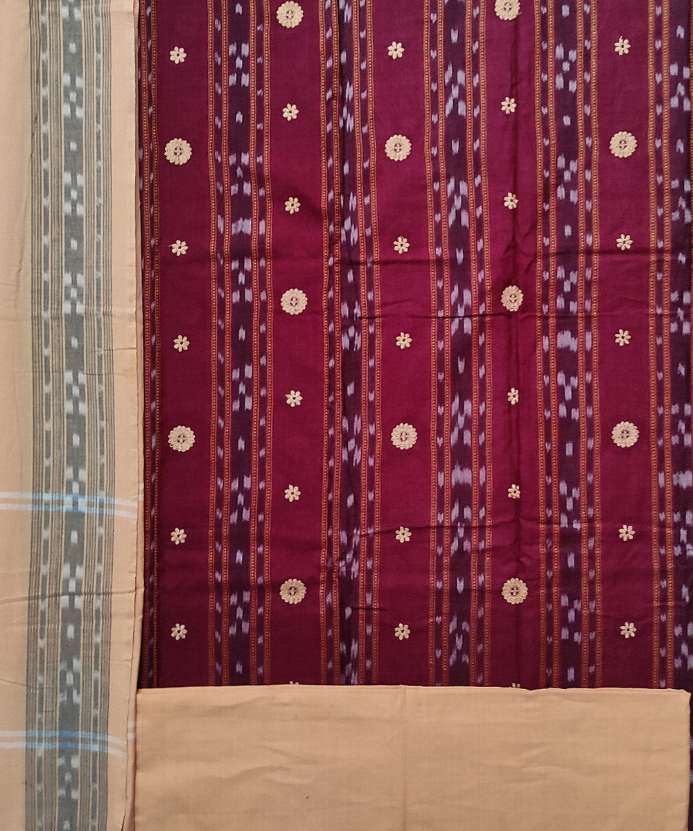 Maroon peach bomkai handloom cotton dress material