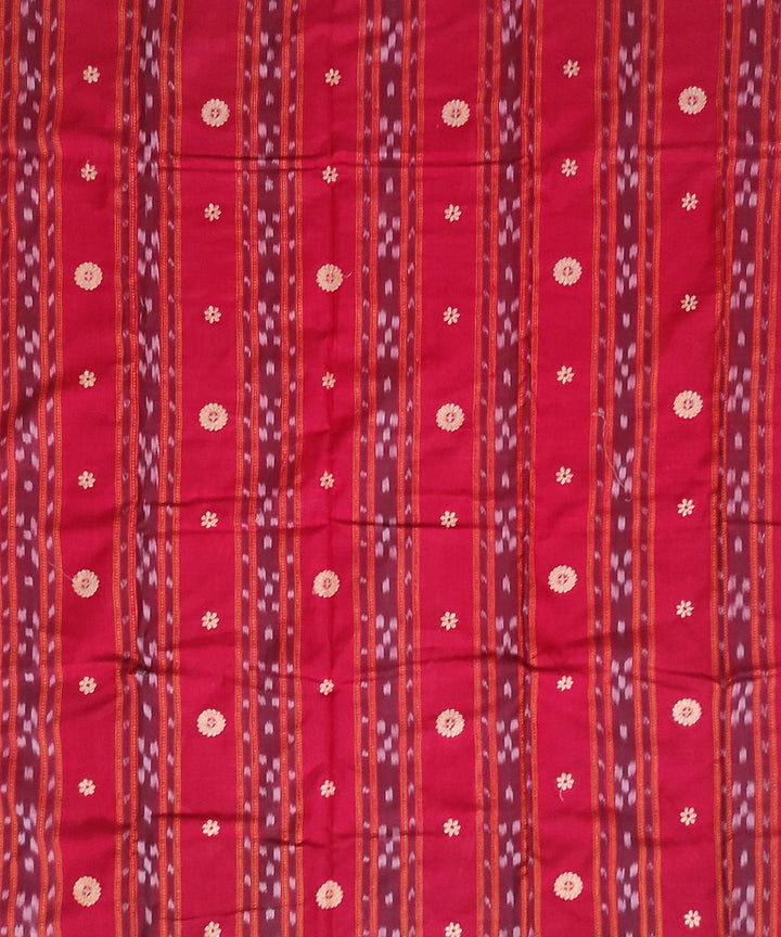 Red cream handloom cotton bomkai dress material