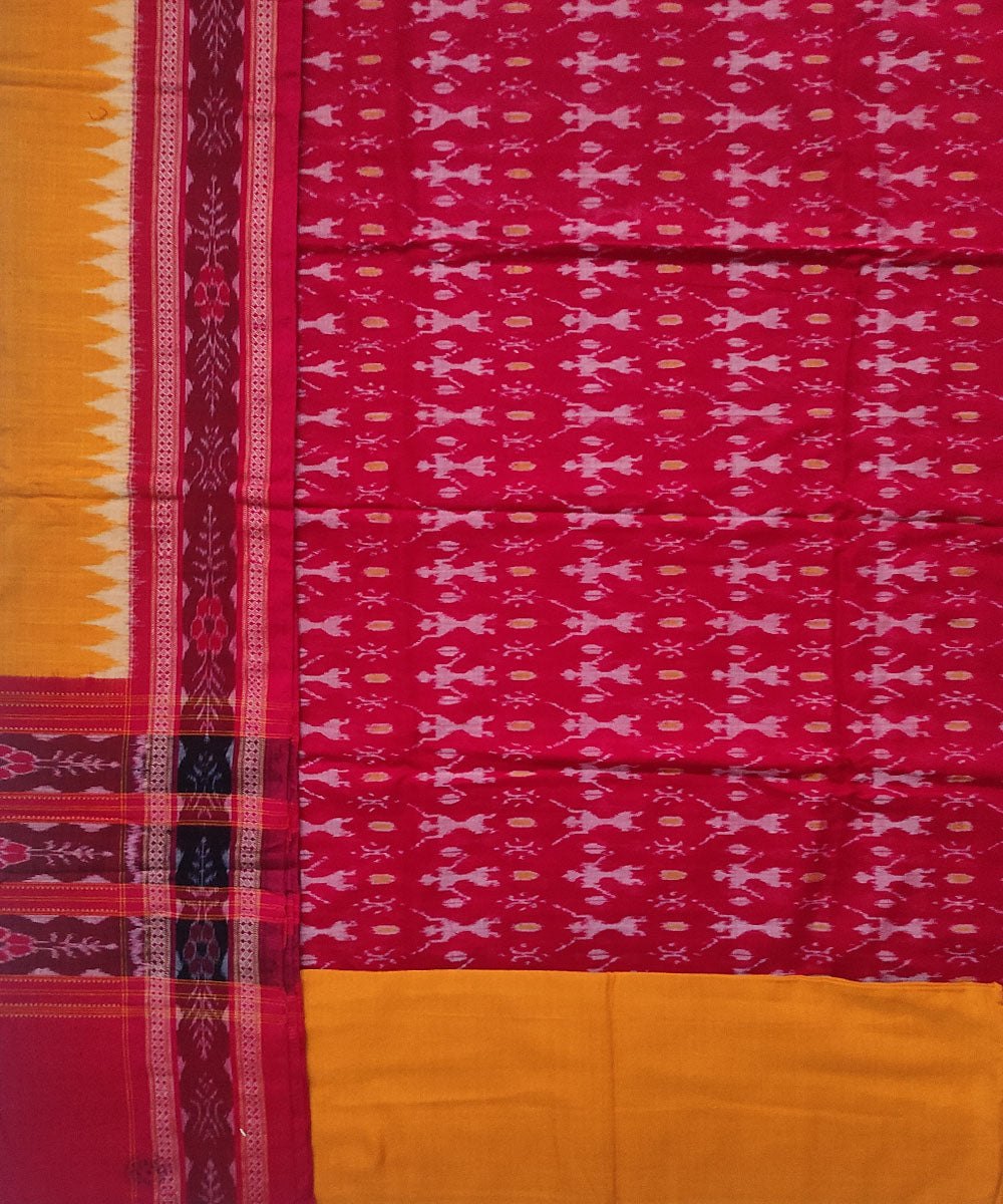 Red yellow handloom cotton sambalpuri dress material