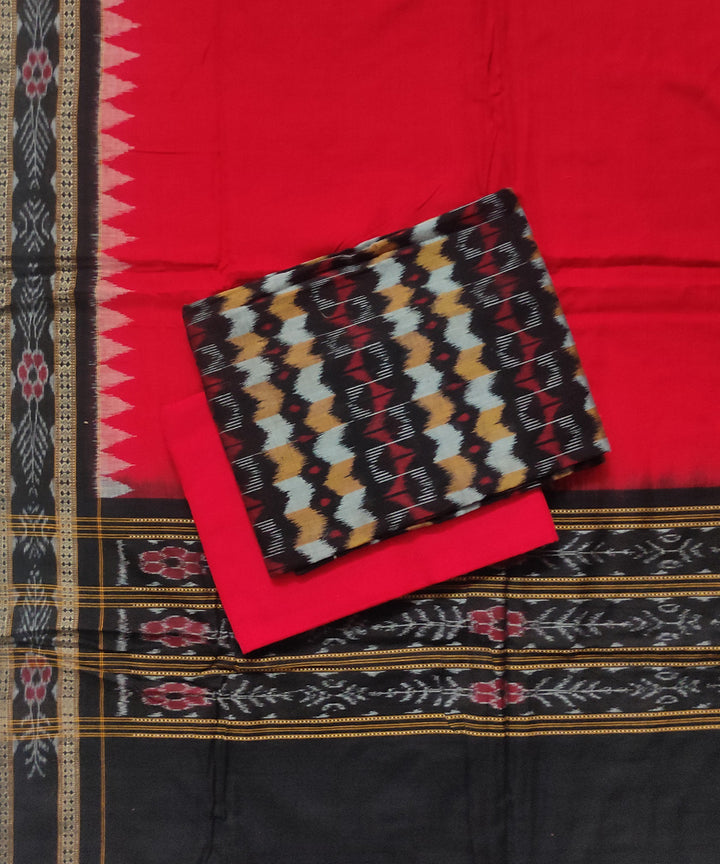 Black red handloom cotton sambalpuri dress material