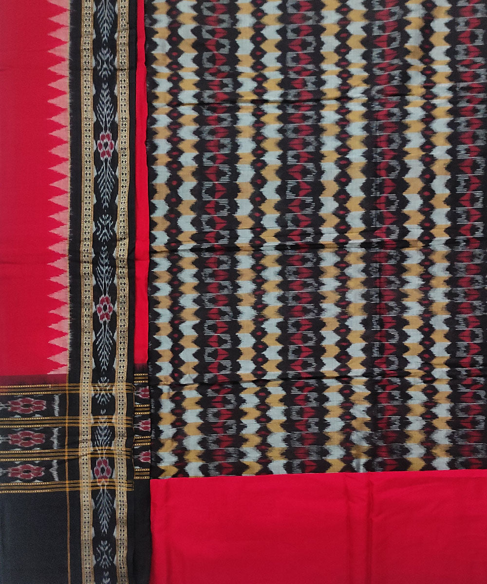 Black red handloom cotton sambalpuri dress material