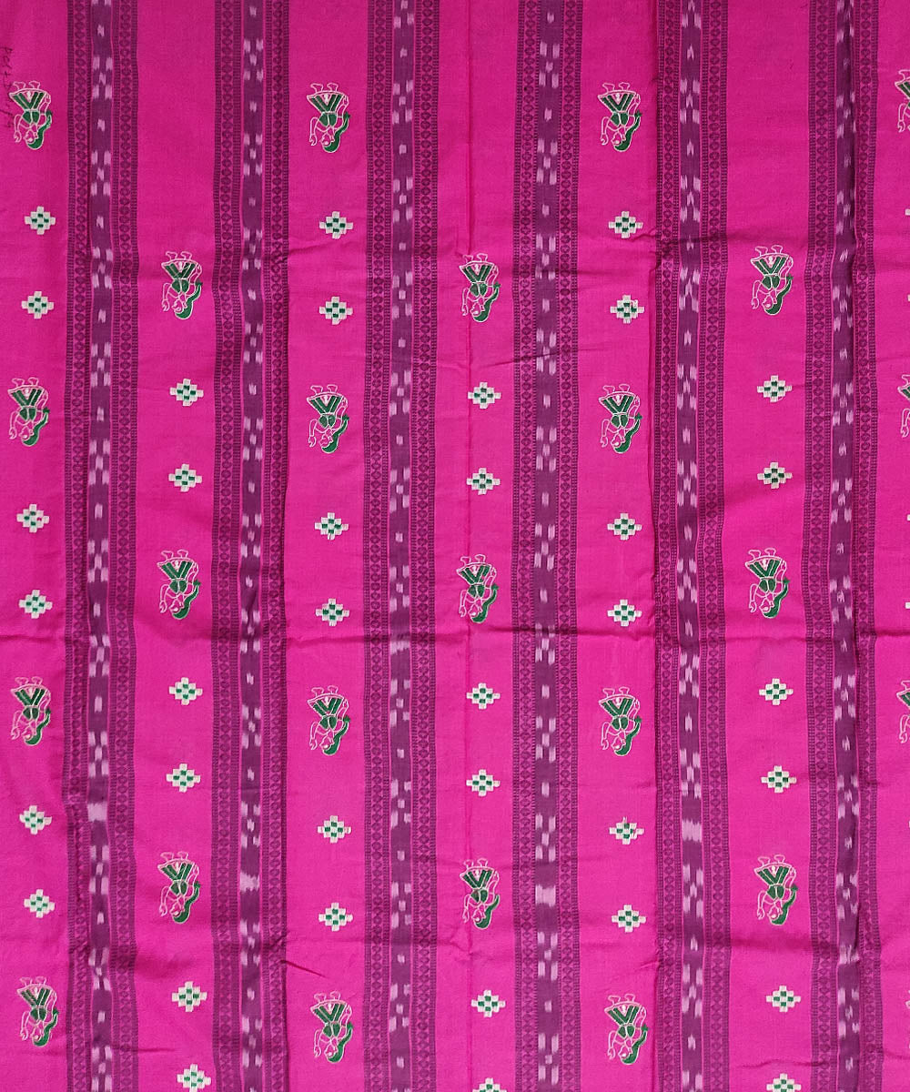 Pink green handloom cotton bomkai dress material