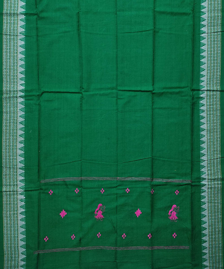 Pink green handloom cotton bomkai dress material