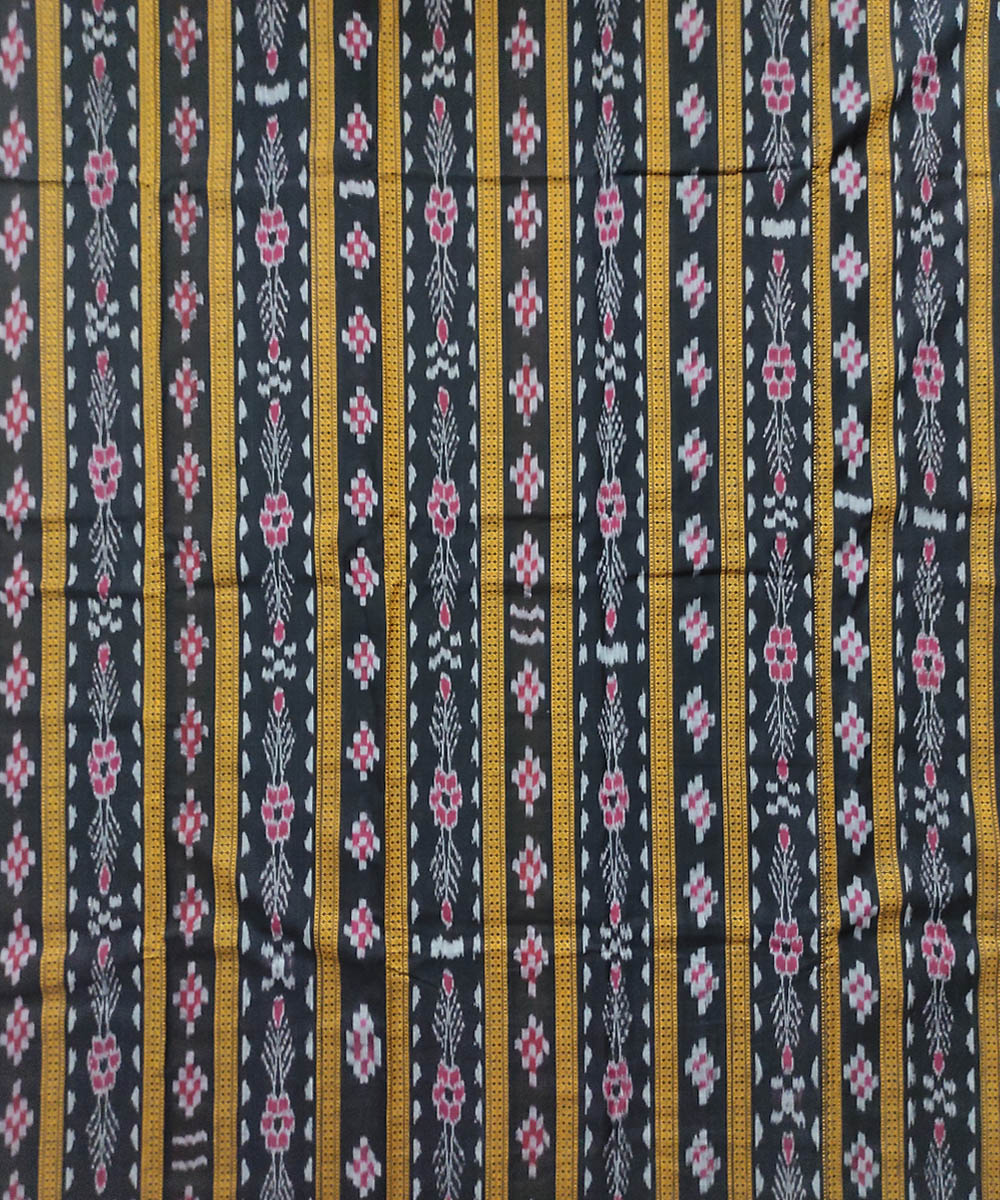 Black yellow handloom cotton sambalpuri sticthed border dress material