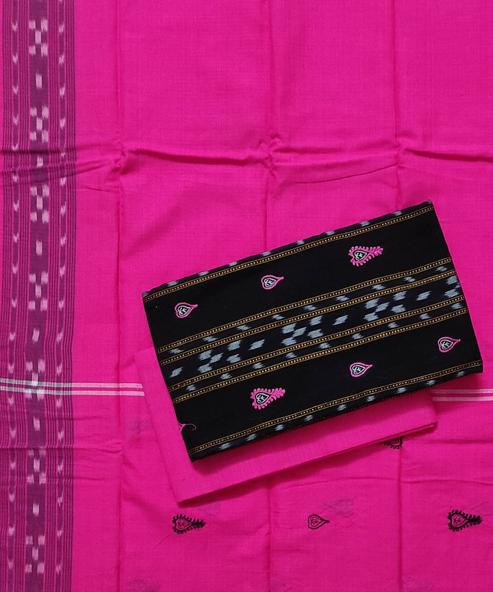 Black pink handloom cotton bomkai dress material